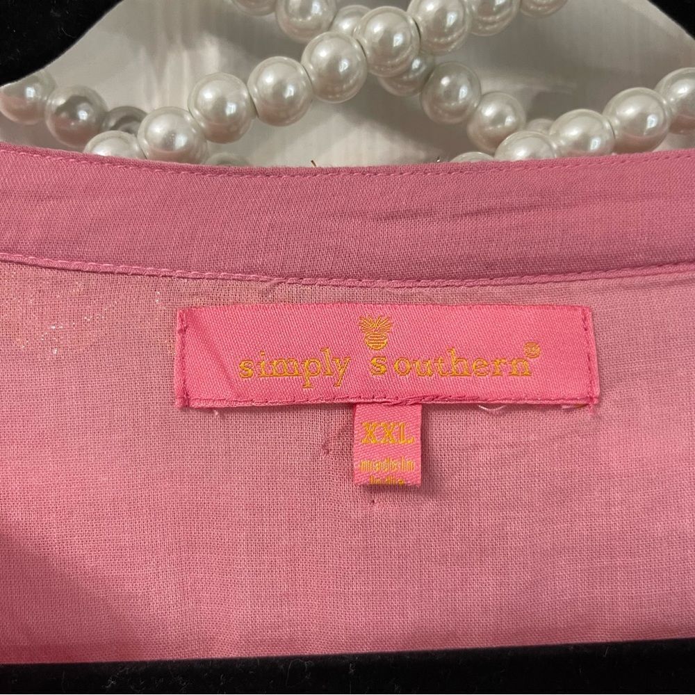 Simply Southern Pink Dress With Gold Pineapple Accents - Picture 3 of 9